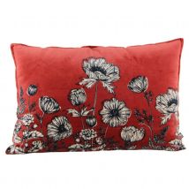 Coussin en velours fleuri - Vieux rose - 40x60 cm - Coton - Home Maison
