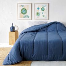 Jeté de lit uni - Bleu - Polyester - Home Maison