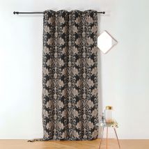 Rideau d'ameublement motifs floraux - Noir - Polyester - Home Maison
