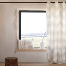 Rideau 100% coton vichy LOURMARIN - Beige - 140x260 cm - Coton - Home Maison