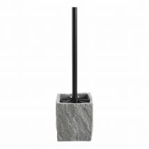 Brosse WC - Effet minéral - Gris - 10x10x37 cm - Résine - Home Maison