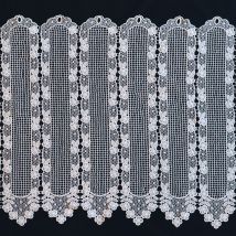 Brise Bise macramé motif fleurs - Blanc - 150x60 cm - Polyester - Home Maison