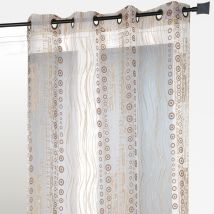 Rideau organza all over motifs fantaisies - Marron Brun - 140x240 cm - Polyester - Home Maison