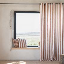 Rideau 100% coton larges rayures LOURMARIN - Terracotta - 140x260 cm - Coton - Home Maison