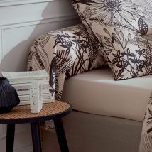 Taie de traversin aux impressions noires - Beige - 86x240 cm - Percale de coton - Home Maison