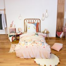 Parure de lit enfant licorne avec poche pour doudou - Rose - Polyester - Home Maison
