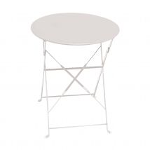 Table de jardin pliante en acier ronde - Blanc - 60x70cm - Métal - Home Maison