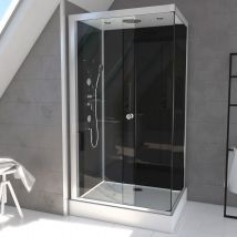 Cabine de douche avec système hydromassant - Gris clair - Aluminium/Verre - Home Maison
