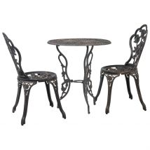 Salon de jardin style bistrot 3 pièces - Marron - Aluminium - Home Maison