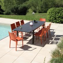 Ensemble de jardin extensible 8 personnes - Gris anthracite - 160x260 cm - Aluminium - Home Maison