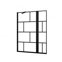 Pare baignoire avec volet pivotant style industriel - Noir - 130x100x0.5 cm - Verre - Home Maison