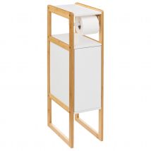 Dérouleur papier toilette avec rangement intégré en bois - Blanc - Bois - Home Maison