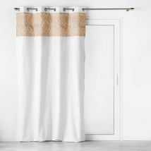 Rideau bi-matière avec toile de jute imprimée - Blanc - Jute - Home Maison