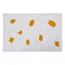Tapis brodé marguerites - Blanc - 90x60 cm - Coton - Home Maison