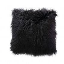 Coussin déhoussable uni imitation fourrure - Noir - 45x45 cm - Polyester - Home Maison