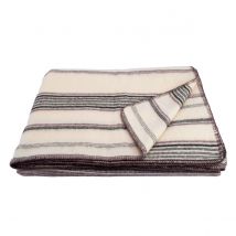 Plaid laine et mohair à rayure - Vert sapin - 180x240 cm - Acrylique/Coton/Laine/Polyester - Home Maison