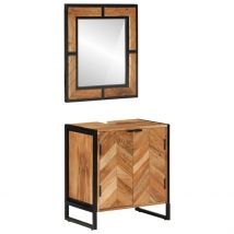 Ensemble de meubles salle de bain 2 pièces en bois d'acacia - Marron Clair - 50x60 cm - Bois - Home Maison