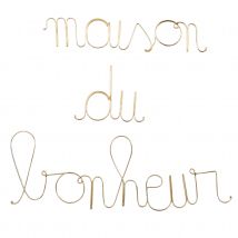 Mot fil de laiton "MAISON DU BONHEUR" - Doré Vieilli - 65x10 cm - Métal - Home Maison