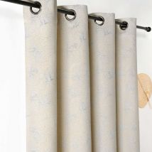 Rideau tamisant aux fleurs d'hibiscus - Argent - 140x240 cm - Coton - Home Maison