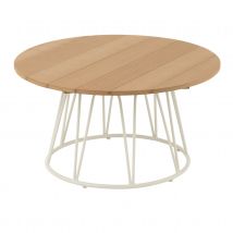 Table basse ronde - Effet bois et fer - Naturel - 80x80x40 cm - Métal - Home Maison