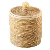 Panier à linge en fibres naturelles et laine - Blanc - 40x45 cm - Osier - Home Maison