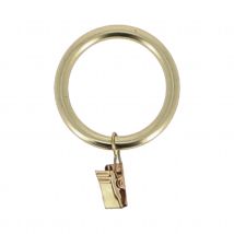 Lot de 10 anneaux D52 avec pince pour tringle - D28 - Doré Mat - 28 mm - Métal - Home Maison