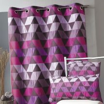 Rideau ameublement Jacquard 'triangles' - Prune - 140x260 cm - Jacquard - Home Maison