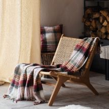 Plaid tartan Ecossais - Effet mohair - Bordeaux - 127x152 cm - Polyester - Home Maison