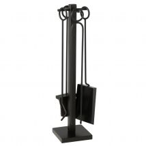 Serviteur cheminée 4 pièces en métal - Noir - 20x20x76 cm - Métal - Home Maison