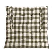 Galette de chaise vichy - Kaki - 40x40 cm - Polyester - Home Maison