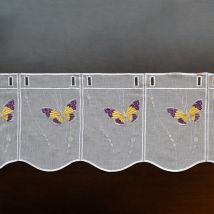 Brise bise brodé de papillons - Blanc - Polyester - Home Maison