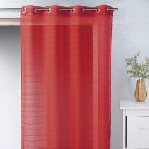 Voilage fantaisie à fines rayures - Rouge - Polyester - Home Maison