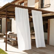 Rideau extérieur tamisant à pattes cachées - Blanc - 140x280 cm - Polypropylène - Home Maison