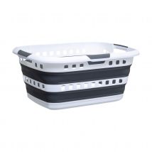 Panier à linge rétractable 45L - Gris - 61.5x45x27.2 cm - Plastique/Polypropylène - Home Maison