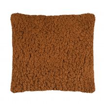 Coussin carré moelleux fausse fourrure - Bronze - 50x50 cm - Polyester - Home Maison