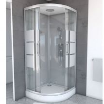 Cabine de douche ronde à bandes laquées - Gris clair - Verre - Home Maison