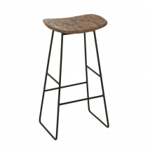 Tabouret de bar en teck recyclé - Naturel - 74x33x50 cm - Bois - Home Maison
