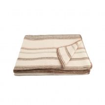 Plaid laine et mohair à rayure - Beige - 120x180 cm - Acrylique/Coton/Laine/Polyester - Home Maison