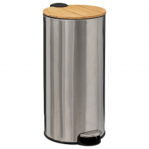 Poubelle capacité 30 litres - Argent - 30 L - Bambou/Métal - Home Maison