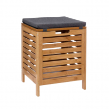 Tabouret coffre de rangement en bambou - Beige - Home Maison