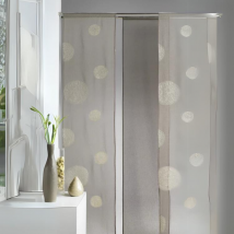 Panneau japonais brodé motifs 'Ronds mêlés' - Taupe - 50x260 cm - Polyester - Home Maison