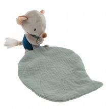 Peluche et doudou plat souris - Bleu - Coton/Polyester - Home Maison