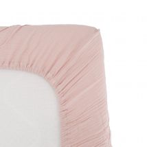 Drap housse enfant double gaze de coton extra doux - Vieux rose - 60x120 cm - Coton - Home Maison