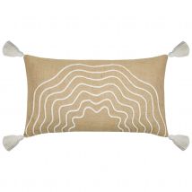 Coussin beige rectangulaire avec relief - Beige - Jute - Home Maison