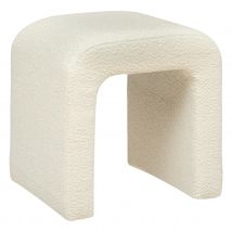 Pouf à bouclettes - Blanc - 40x45 cm - Polyester - Home Maison