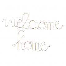Mot fil de laiton "WELCOME HOME" - Doré Vieilli - 45x10 cm - Métal - Home Maison