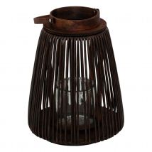 Lanterne en rotin foncé - Marron - Bois - Home Maison