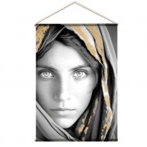 Toile de décoration murale imprimée avec dorures - Doré - 90x130 cm - Coton/Polyester - Home Maison