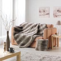 Plaid en Fourrure brun doublé velours - Marron - Fourrure - Home Maison