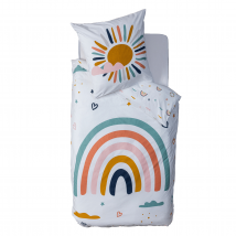 Parure de lit arc en ciel pour enfant - Blanc - 140x200 cm - Coton - Home Maison
